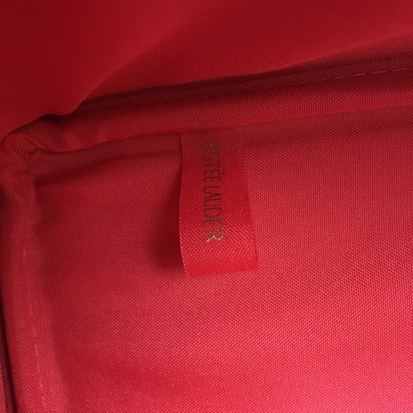 NEW Estée Lauder medium square makeup travel case, box in coral full zip - Picture 5 of 5